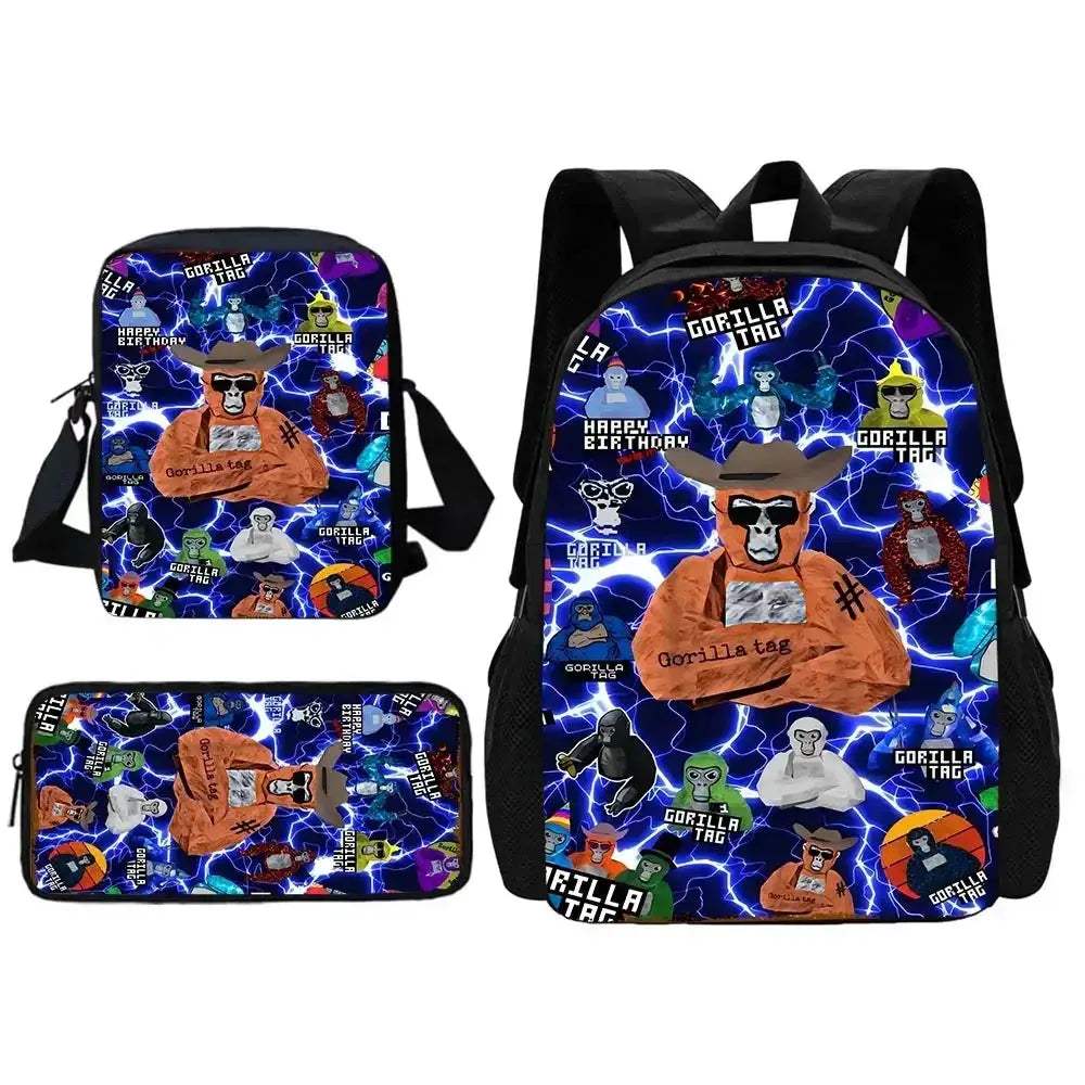 Cartoon Gorilla School Backpack For Kids With Pencil Case - Image 17