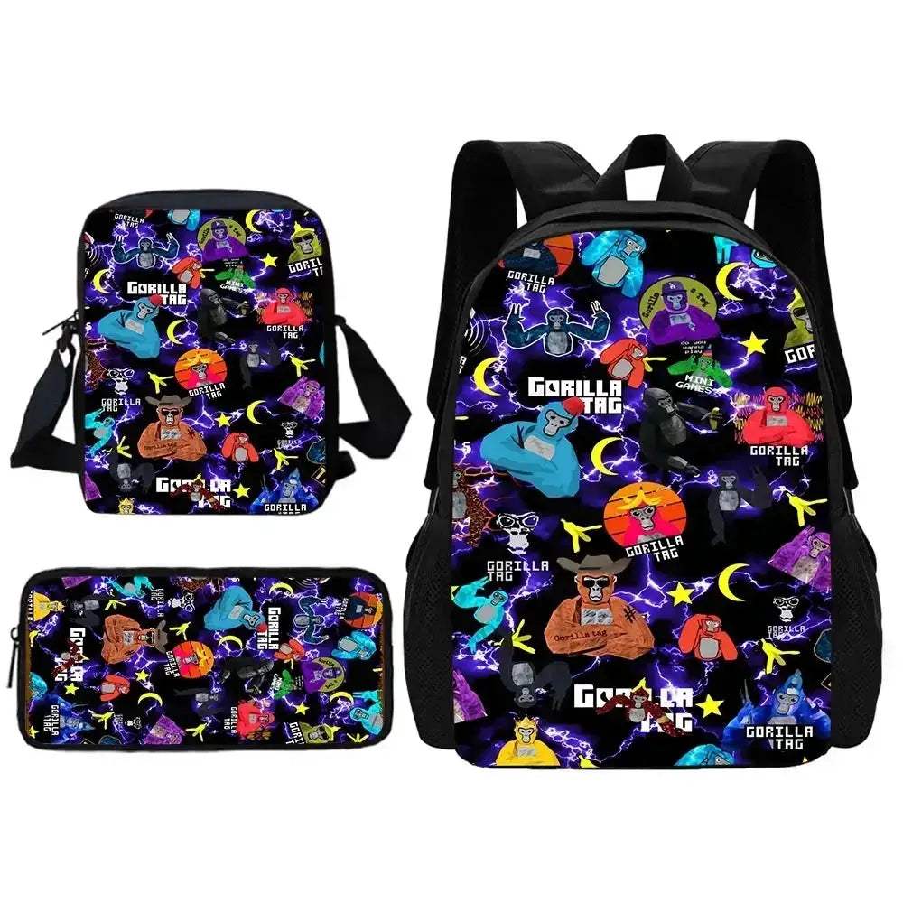 Cartoon Gorilla School Backpack For Kids With Pencil Case - Image 18