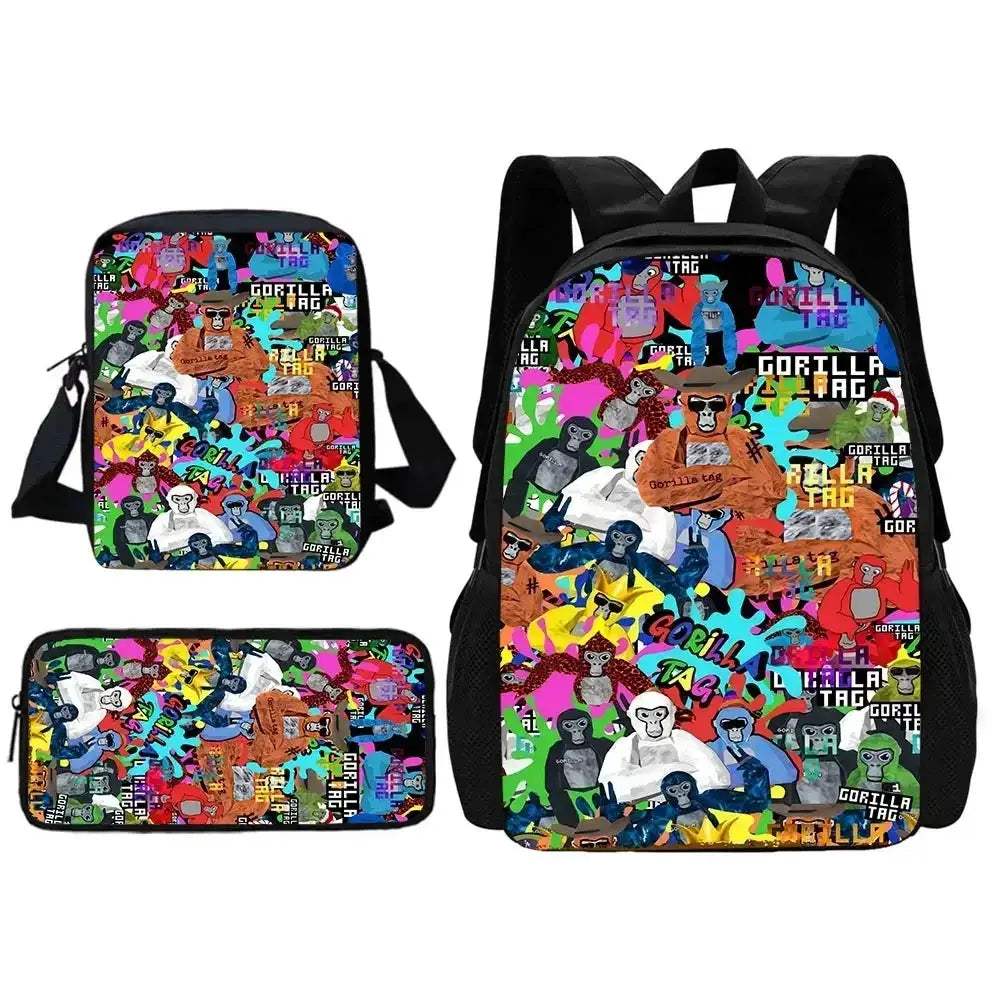Cartoon Gorilla School Backpack For Kids With Pencil Case - Image 34