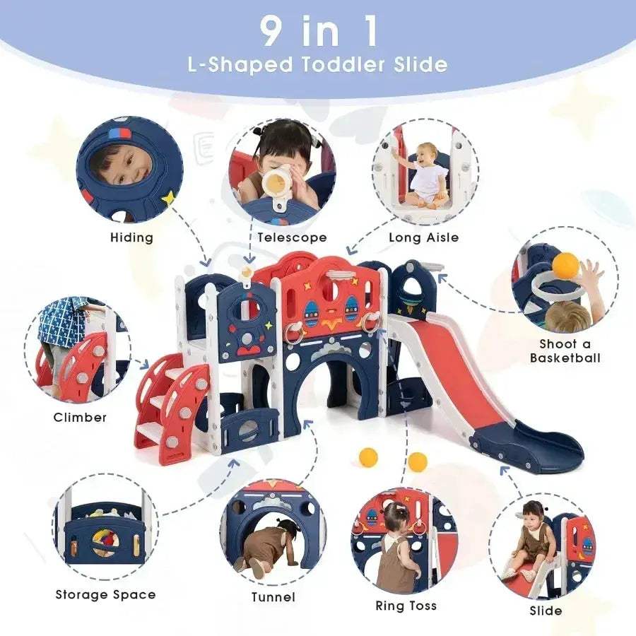 Castle Playset 9 In 1 Indoor Outdoor Playground With Slide - Image 2