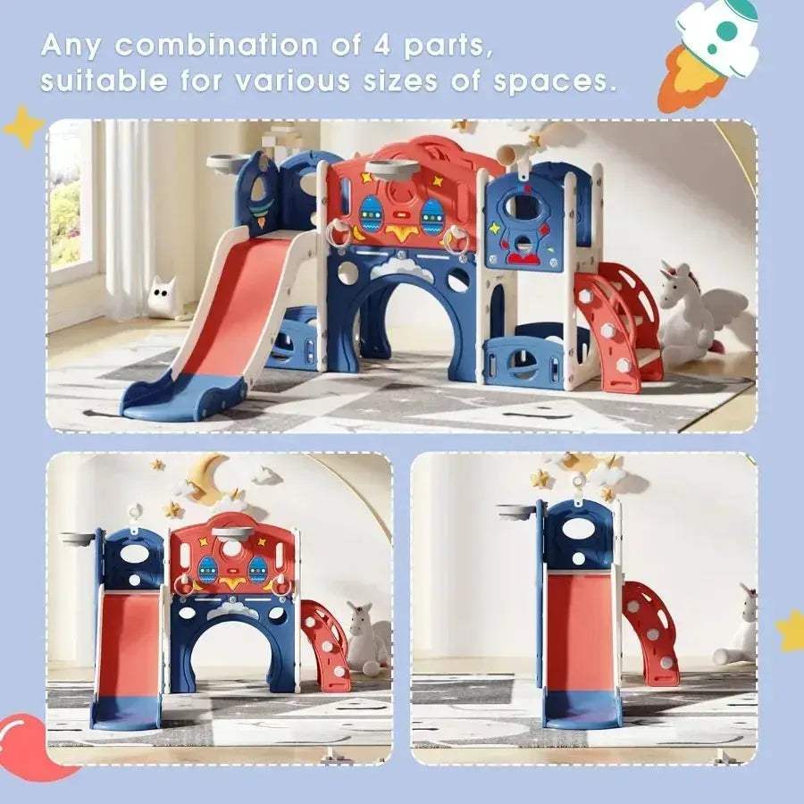 Castle Playset 9 In 1 Indoor Outdoor Playground With Slide - Image 6