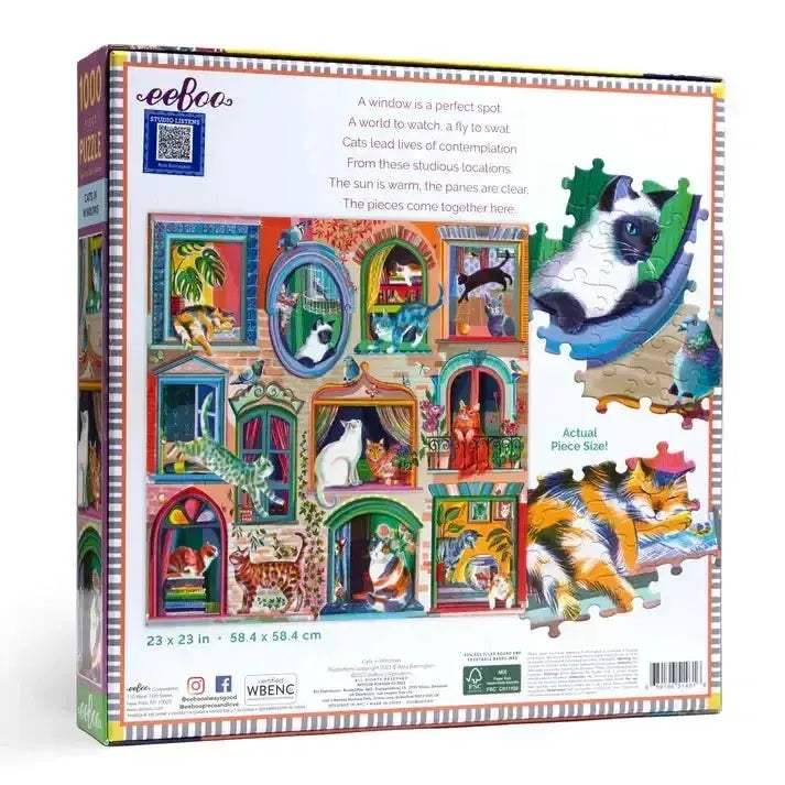 Cats in Windows 1000 Piece Jigsaw Puzzle eeBoo - Image 3