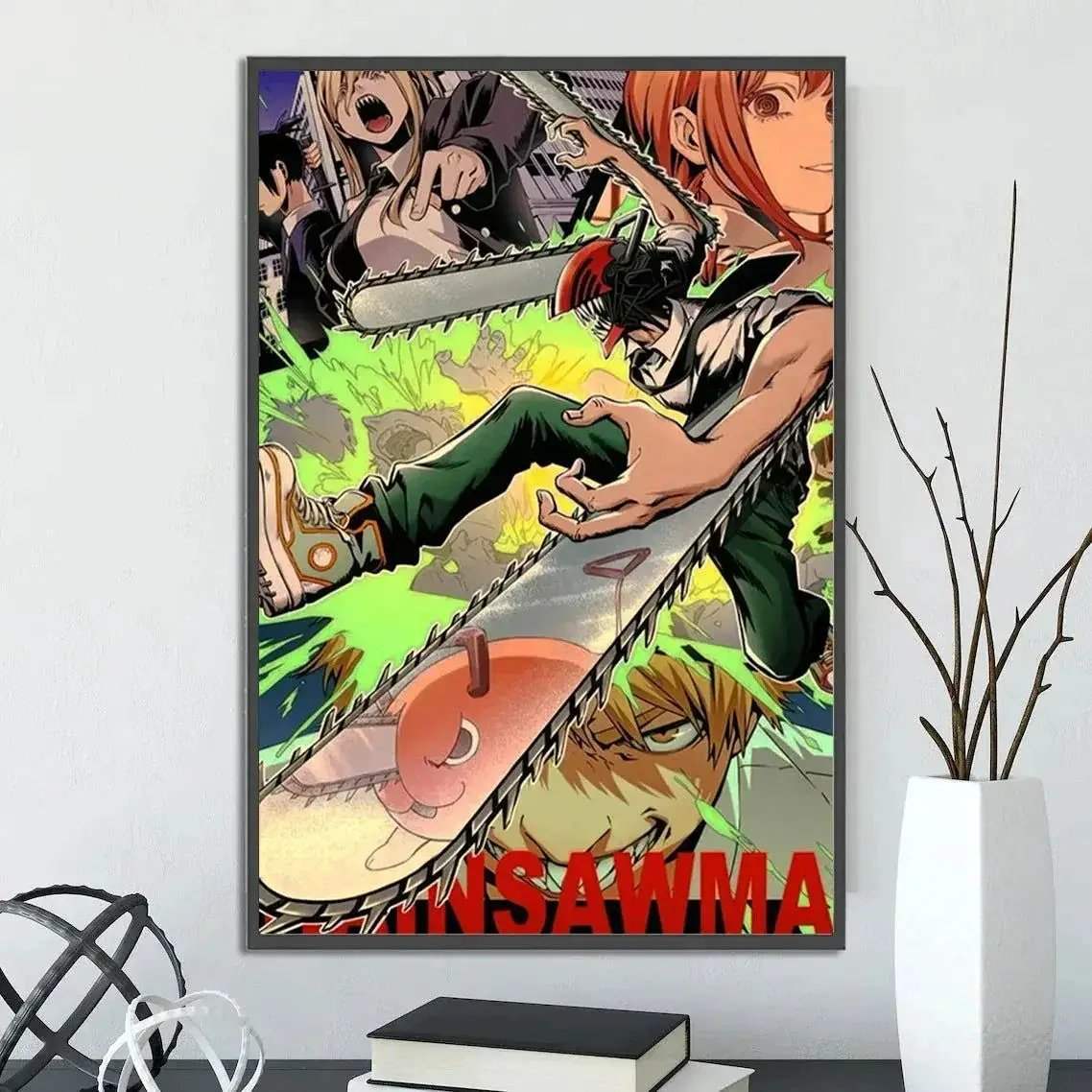 Chainsaw Man Self-adhesive Poster Wallpaper, Anime Wall Art Home Decoration Painting For Bedroom Computer Decor (Frames Not Included) - Image 4
