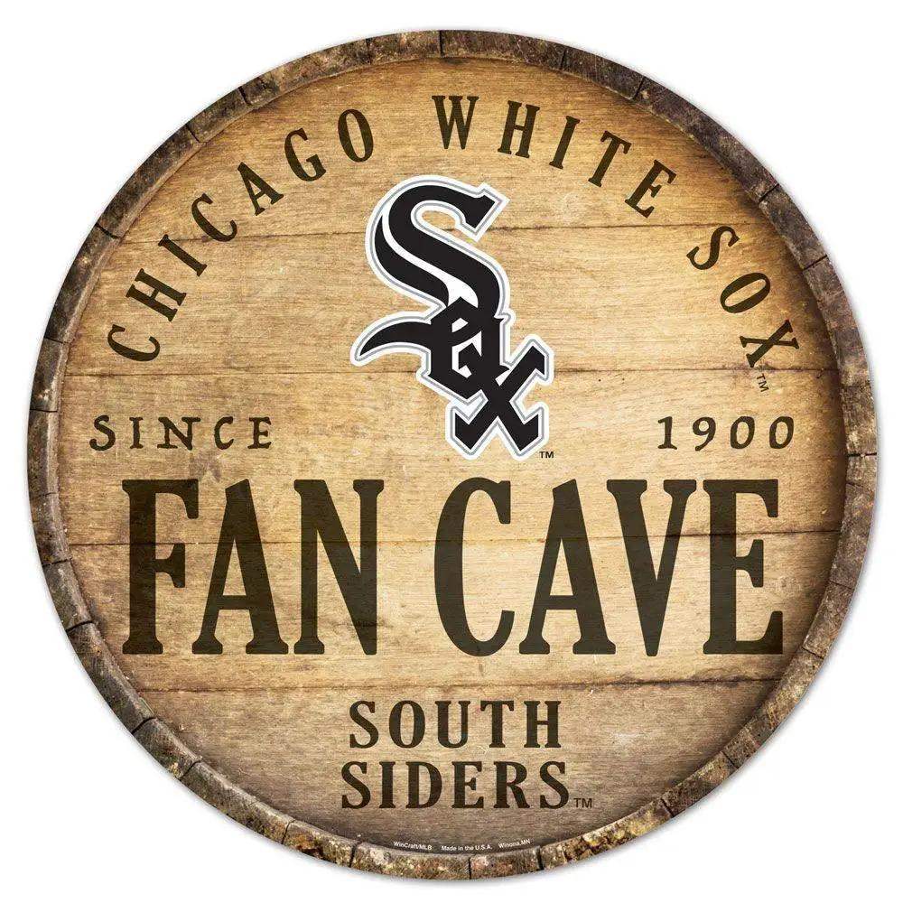 Chicago White Sox Round Wood Sign 14 Inch Barrel Top Decor