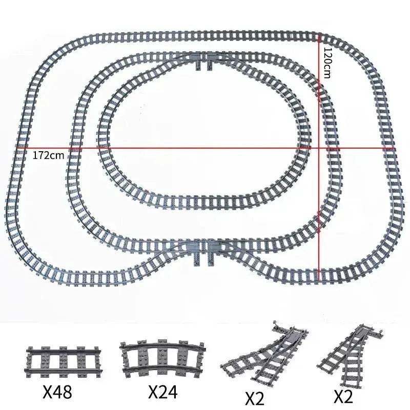City Train Tracks Set With Flexible Forked Rails Creative Blocks - Image 5