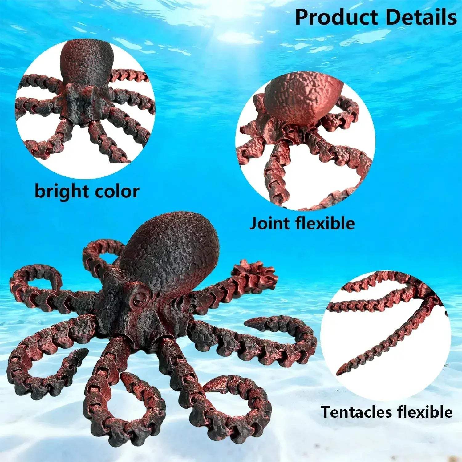 Colorful 3D Printed Octopus Statue Desktop Decoration - Image 2