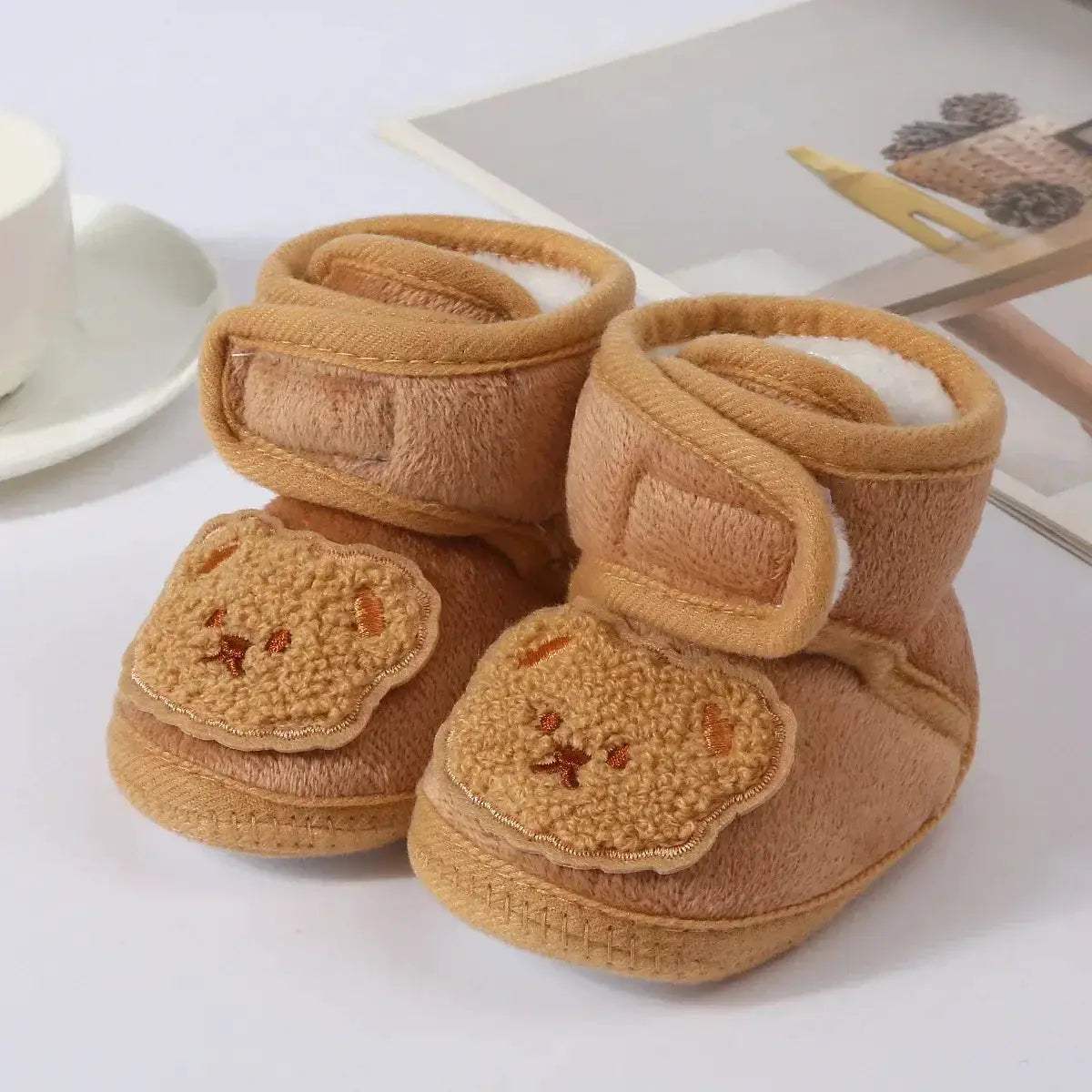 Cozy Baby Boots Cartoon Bear Plush Lined Infants 0 To 18 Months - Image 9