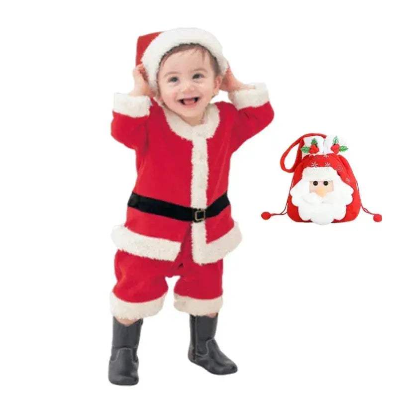 Cozy Baby Costume Romper Hooded Santa Claus Unisex For Christmas Festivities - Image 6