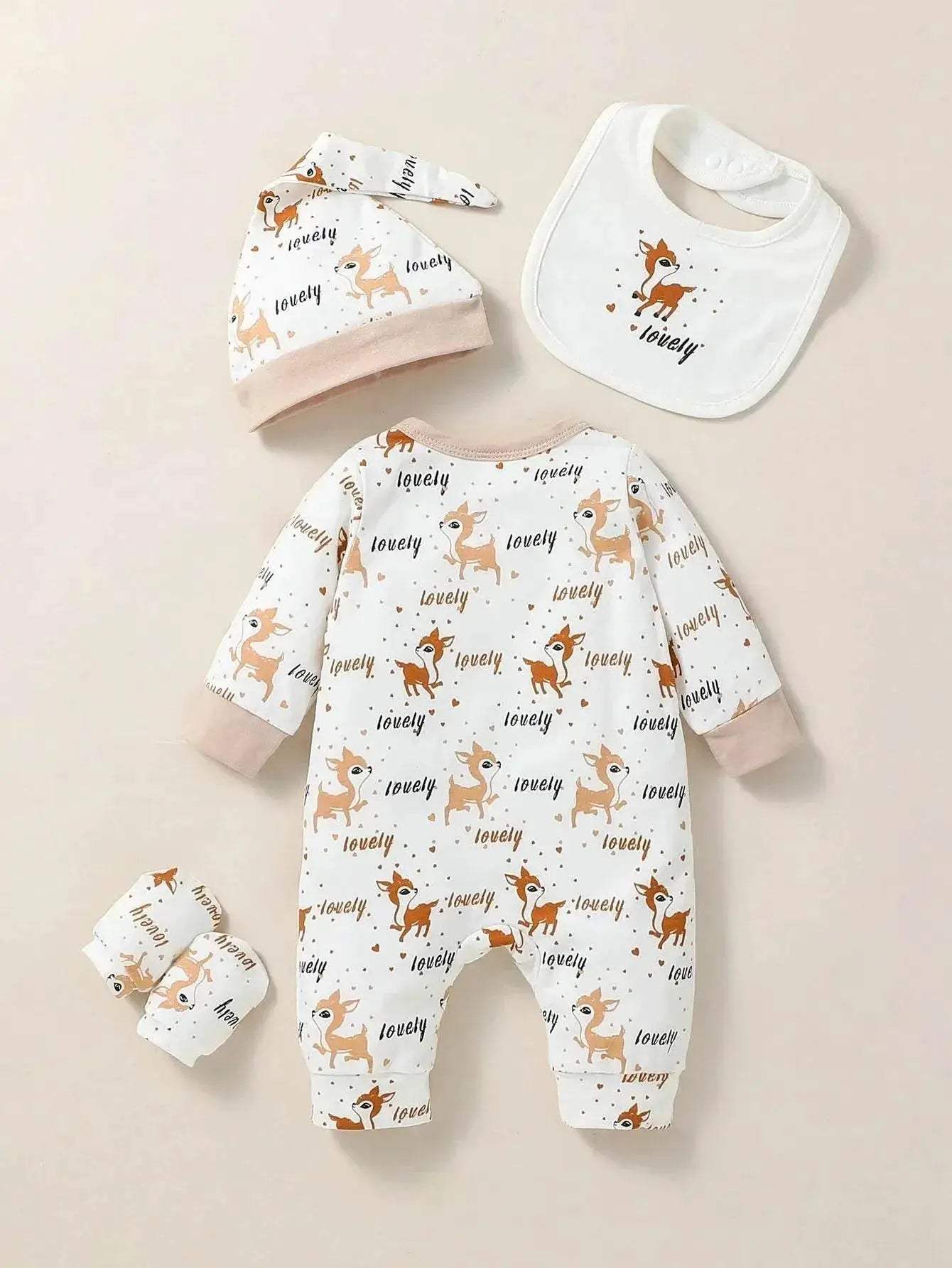 Cozy Baby Romper Set Animal Print With Button Closure For Infants 0 To 12 Months - Image 2