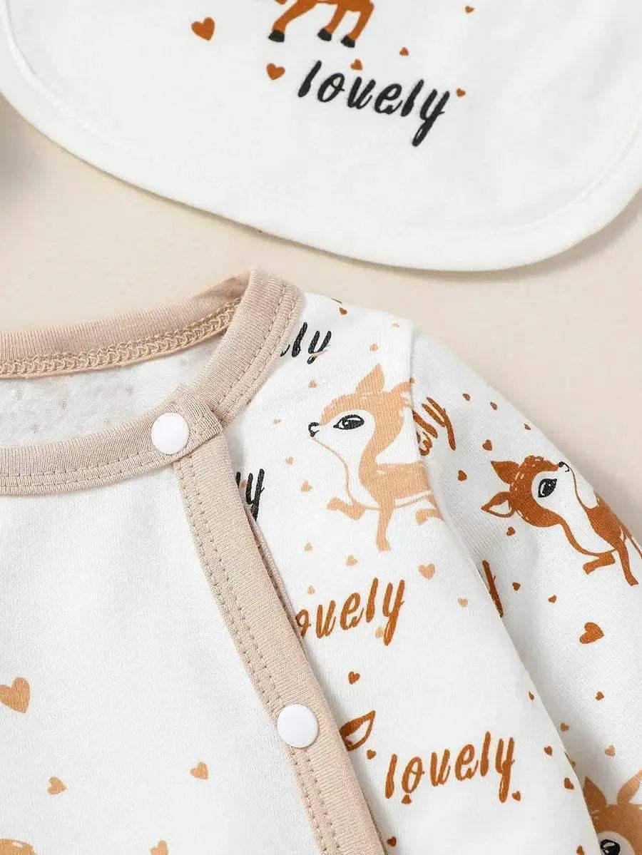 Cozy Baby Romper Set Animal Print With Button Closure For Infants 0 To 12 Months - Image 4