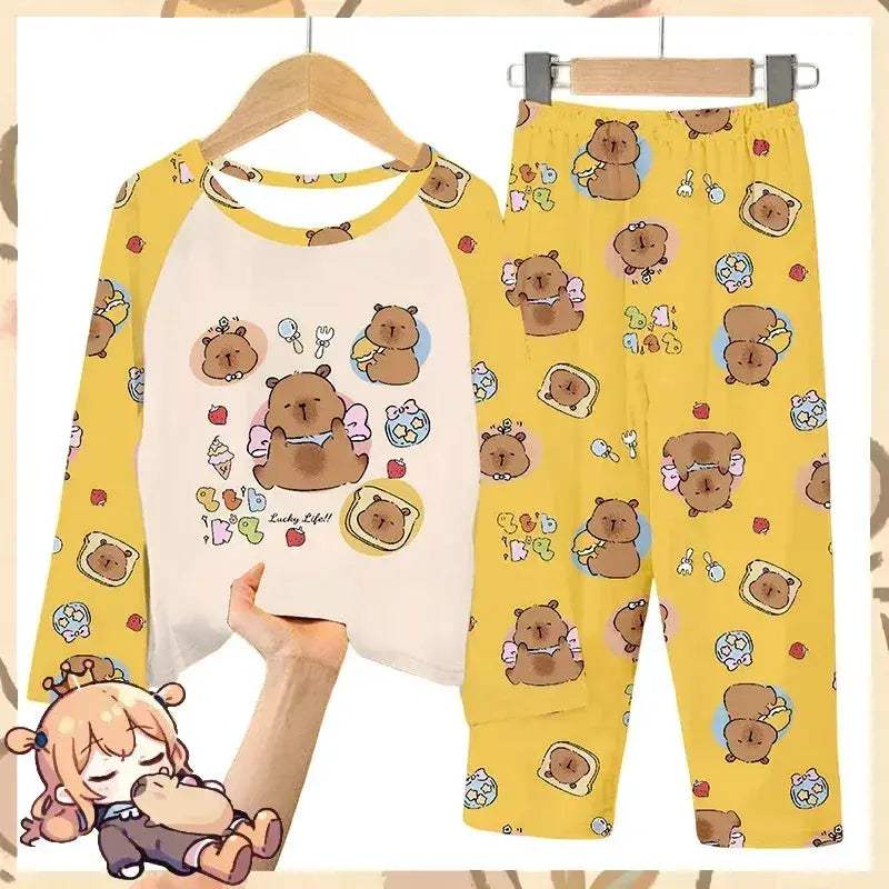 Cozy Capybara Printed Kids Pajama Set With Soft Long Sleeve Top And Pants - Image 5