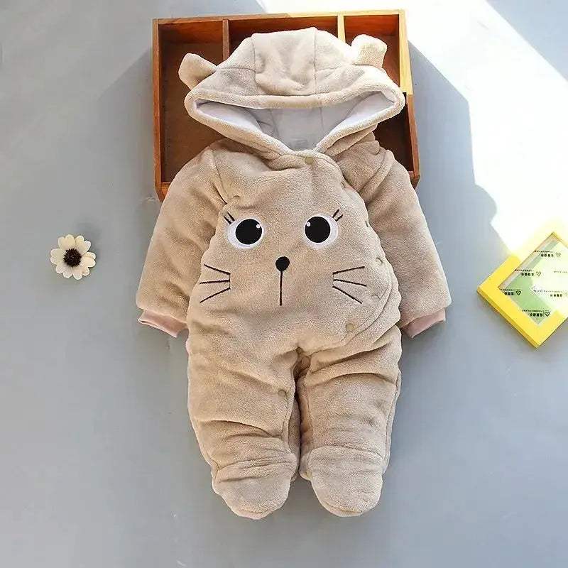Cozy Hooded Thick Cotton Baby Romper Unisex For Newborns Winter Wear - Image 6