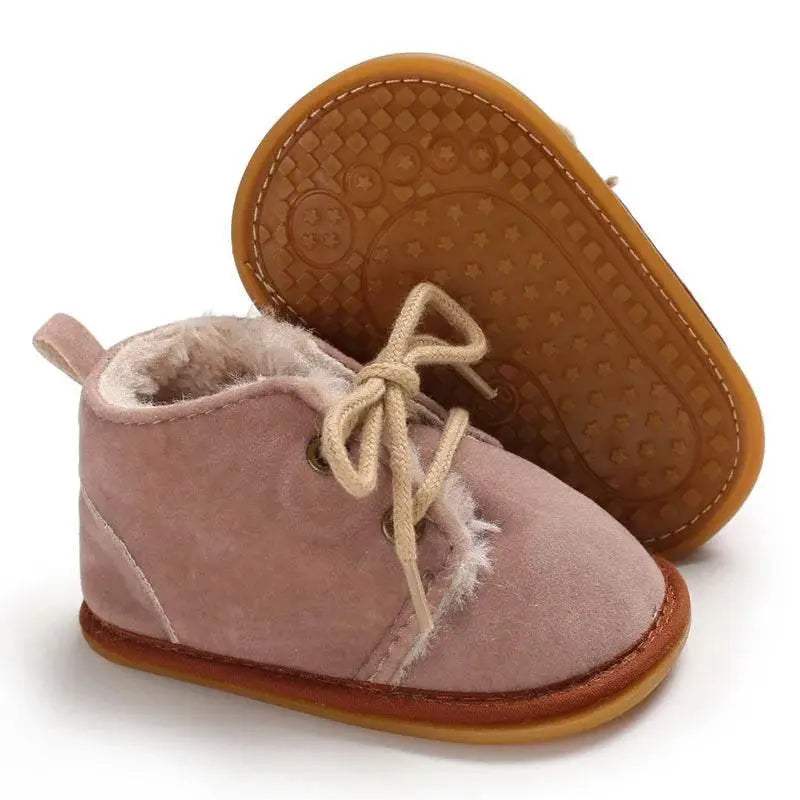 Cozy Lace Up Boots For Baby Girls With Soft Warm Furry Lining For Indoor And Outdoor Walking In Autumn And Winter - Image 12