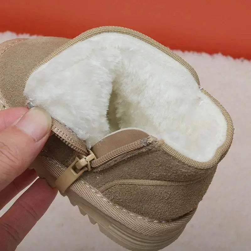 Cozy Leather Baby Snow Boots With Zip Side Unisex Toddlers Ages 1 To 3 Years Warm Plush Lining - Image 5