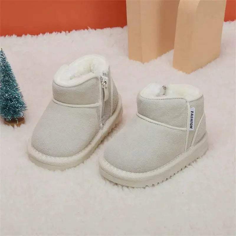 Cozy Leather Baby Snow Boots With Zip Side Unisex Toddlers Ages 1 To 3 Years Warm Plush Lining - Image 9