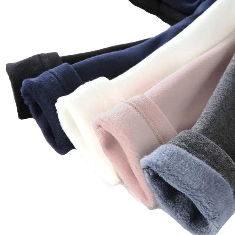 Cozy Leggings Soft Thickened Warm Fabric With Elastic Waist In Solid Color For Autumn Winter Girls - Image 3