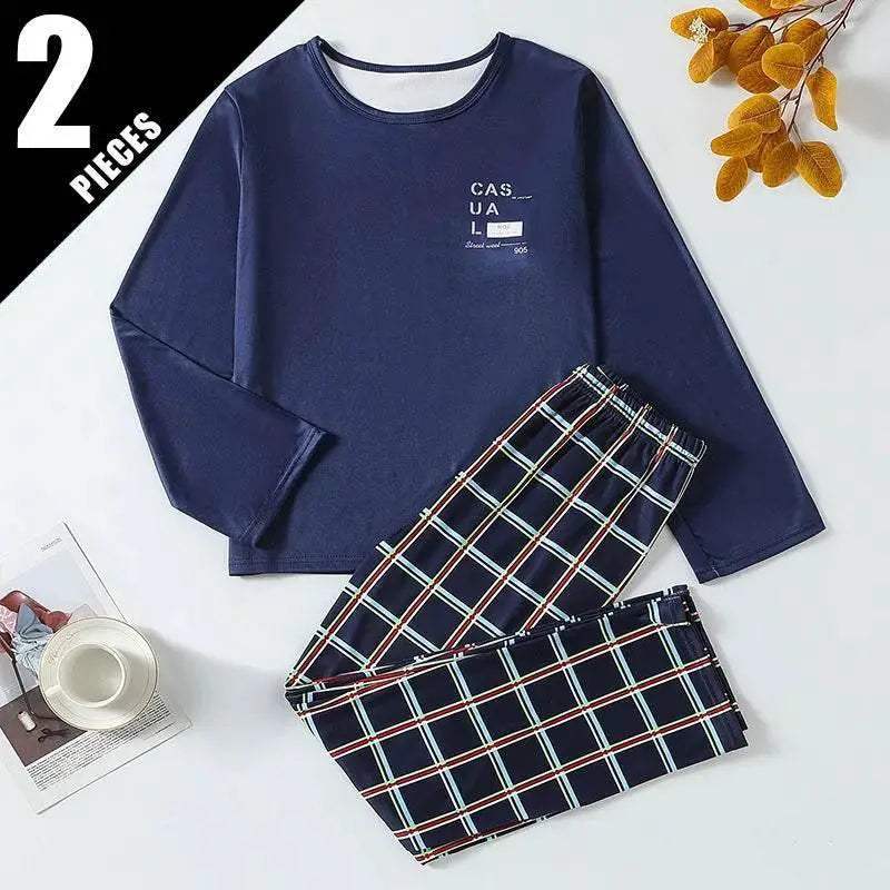 Cozy Pajama Set Plaid Winter Warmth Two Piece Home Wear For Teen Boys Plus Size All Day Comfort - Image 10
