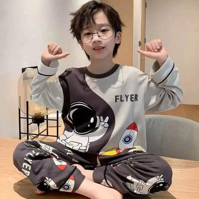 Cozy Pajama Sets With Disney Cartoon Pattern Cotton Polyester Blend And Round Neck For Boys - Image 2
