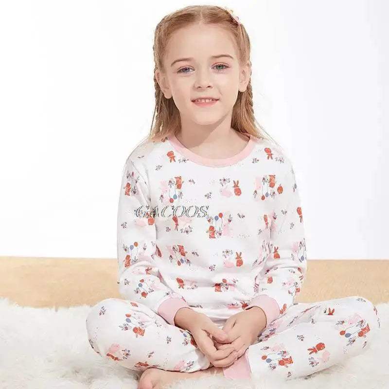 Cozy Pajamas Cotton Knit Unisex For Kids Aged 3 To 14 Winter Sleepwear Soft Warm Durable - Image 20