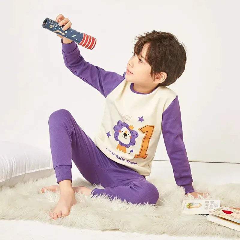 Cozy Pajamas Cotton Knit Unisex For Kids Aged 3 To 14 Winter Sleepwear Soft Warm Durable - Image 5
