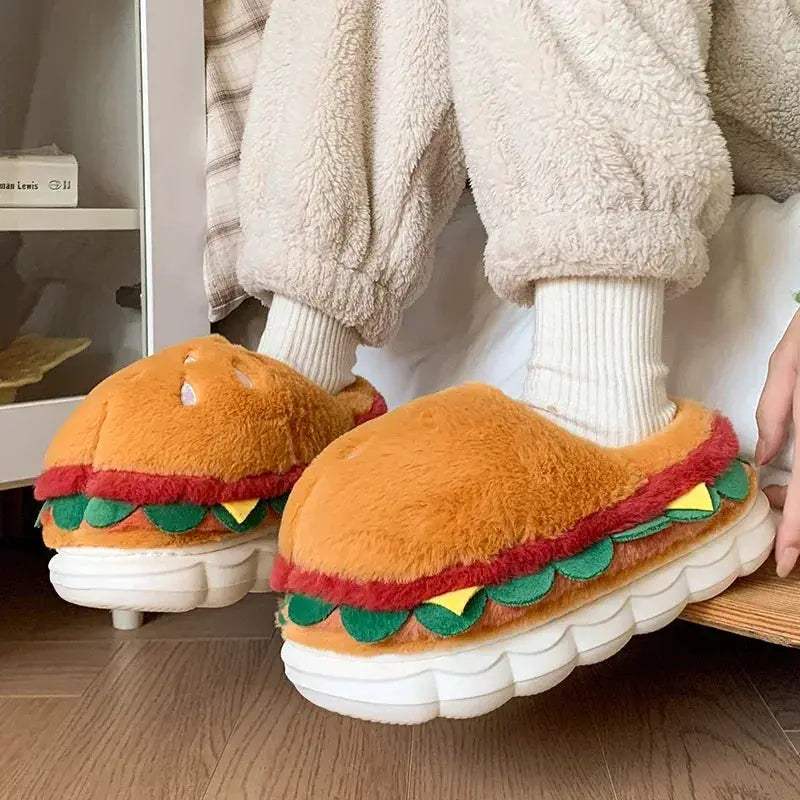Cozy Slippers Hamburger Print For Women At Home Use - Image 3