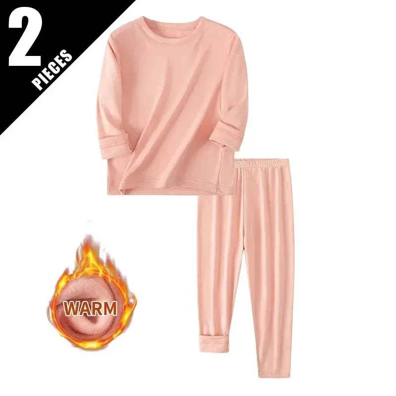 Cozy Thermal Sleepwear Set Round Neck For Kids Unisex Two Piece Autumn Winter - Image 12