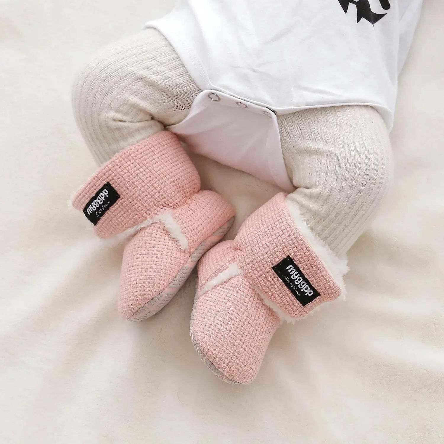Cozy Warm Baby Booties Fleece Lined Winter Mid Calf Booties With Hook And Loop Closure For Newborns And First Walkers - Image 4