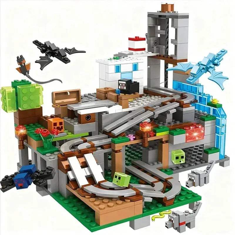 Creative Building Blocks Set With Mine Cart Tracks For Kids - Image 7