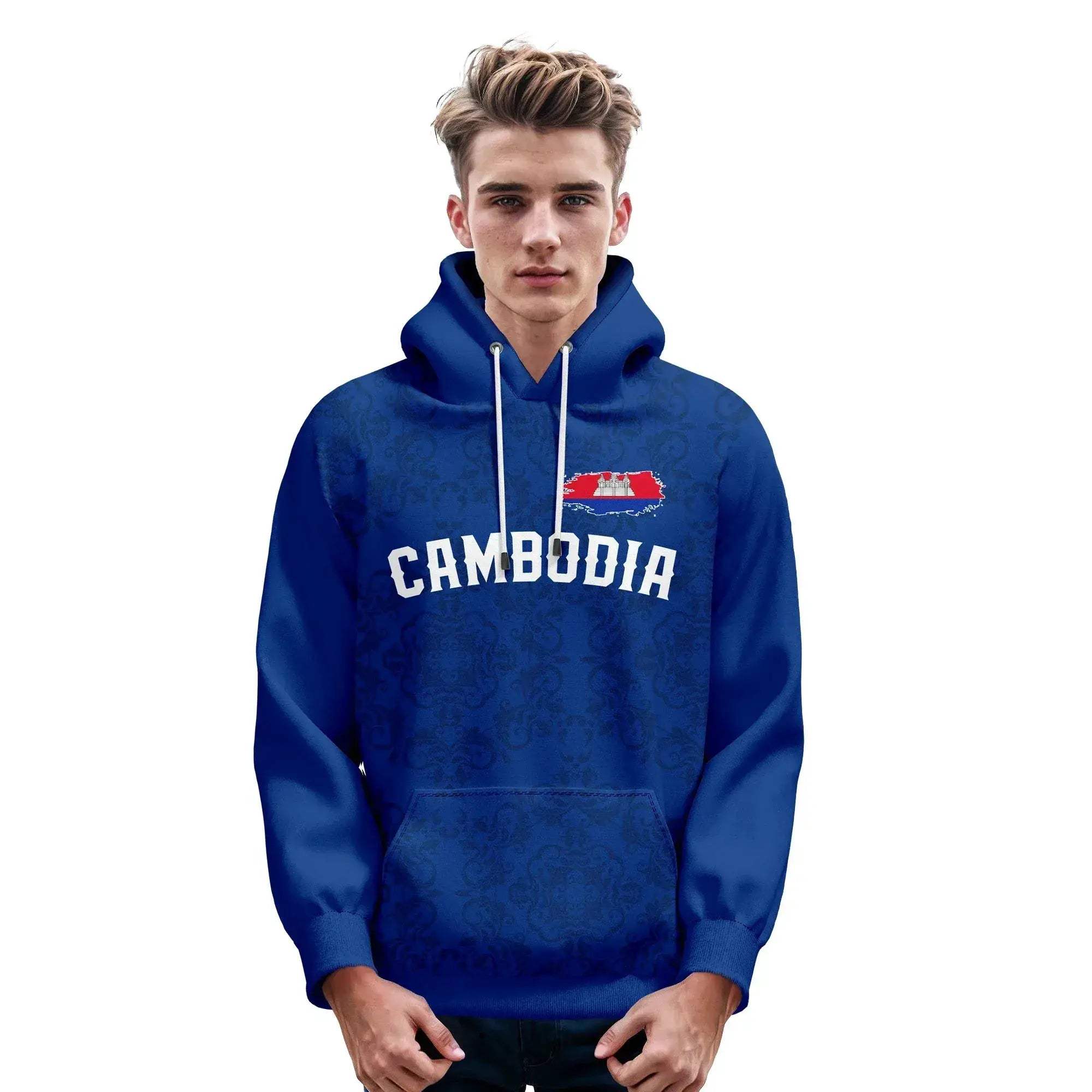 Custom Cambodia Basketball Hoodie Unisex Hooded Sweatshirt Polyester 3D Printed Name And Number Flag Design - Image 3