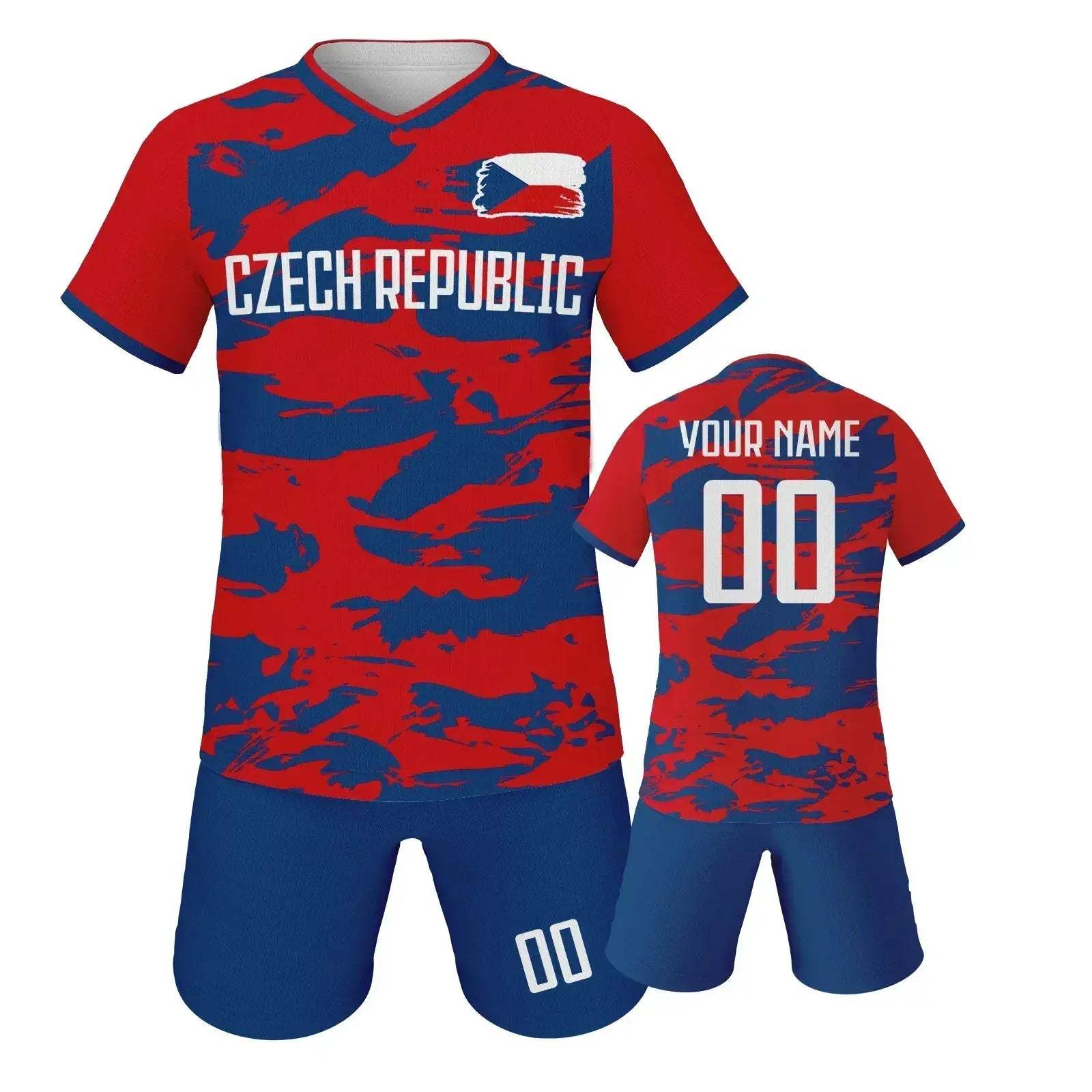 Custom Czech Republic Kids Football Jersey Shorts Kit Unisex With Name And Number - Image 6