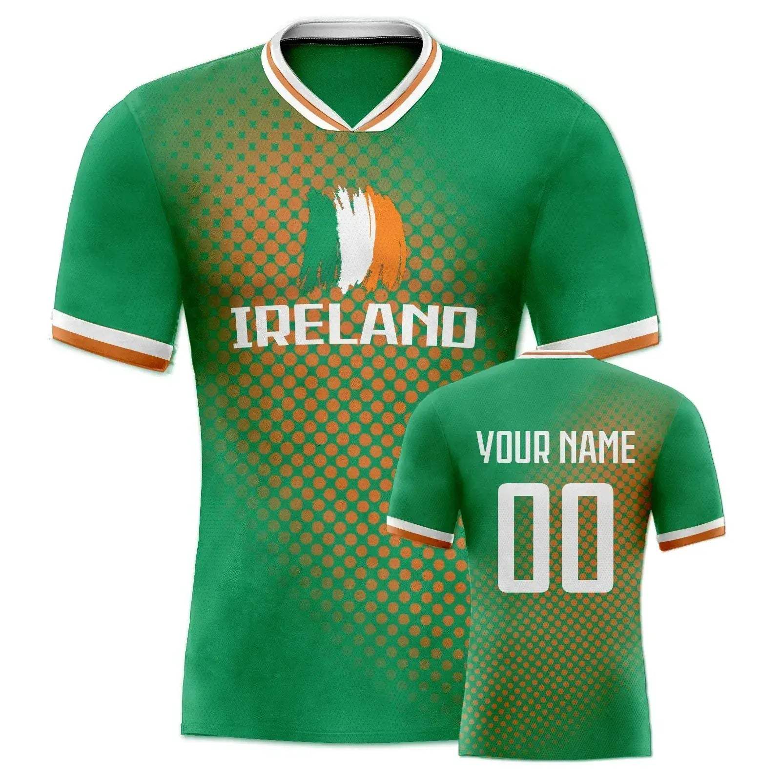 Custom Ireland Soccer Jersey Unisex Short Sleeve Polyester With Printed Name And Number