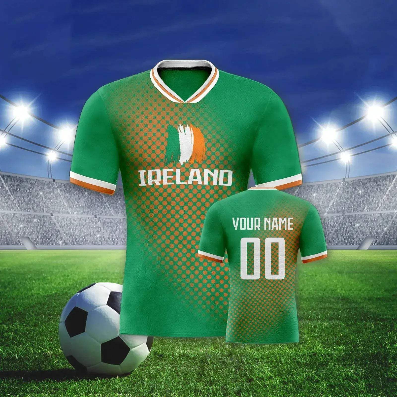 Custom Ireland Soccer Jersey Unisex Short Sleeve Polyester With Printed Name And Number - Image 6