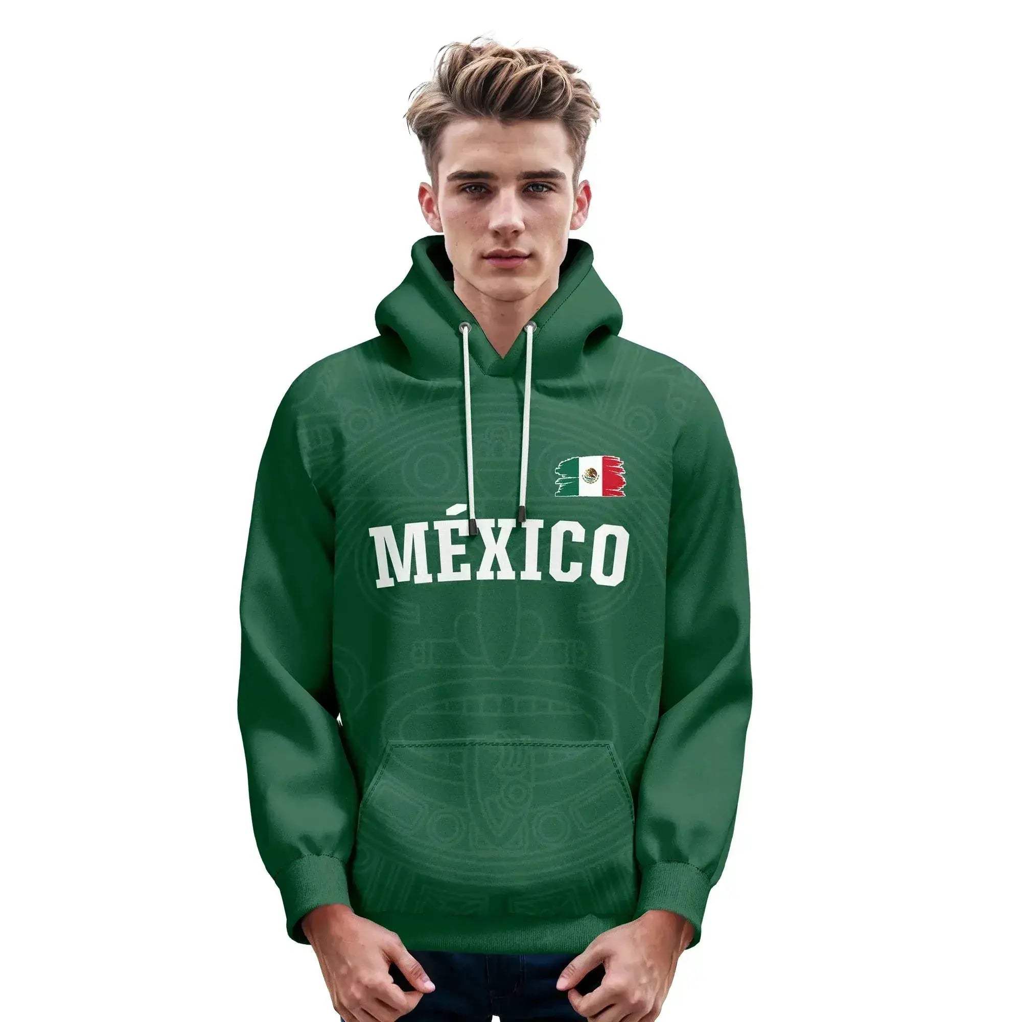 Custom Mexico Basketball Hoodie With Personalized Name And Number Unisex Pullover Hoodie Patriot Flag - Image 3