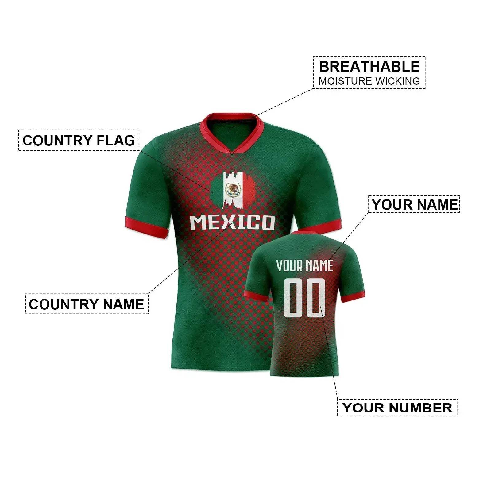 Custom Mexico Soccer Jersey With Personalized Name And Number - Image 4