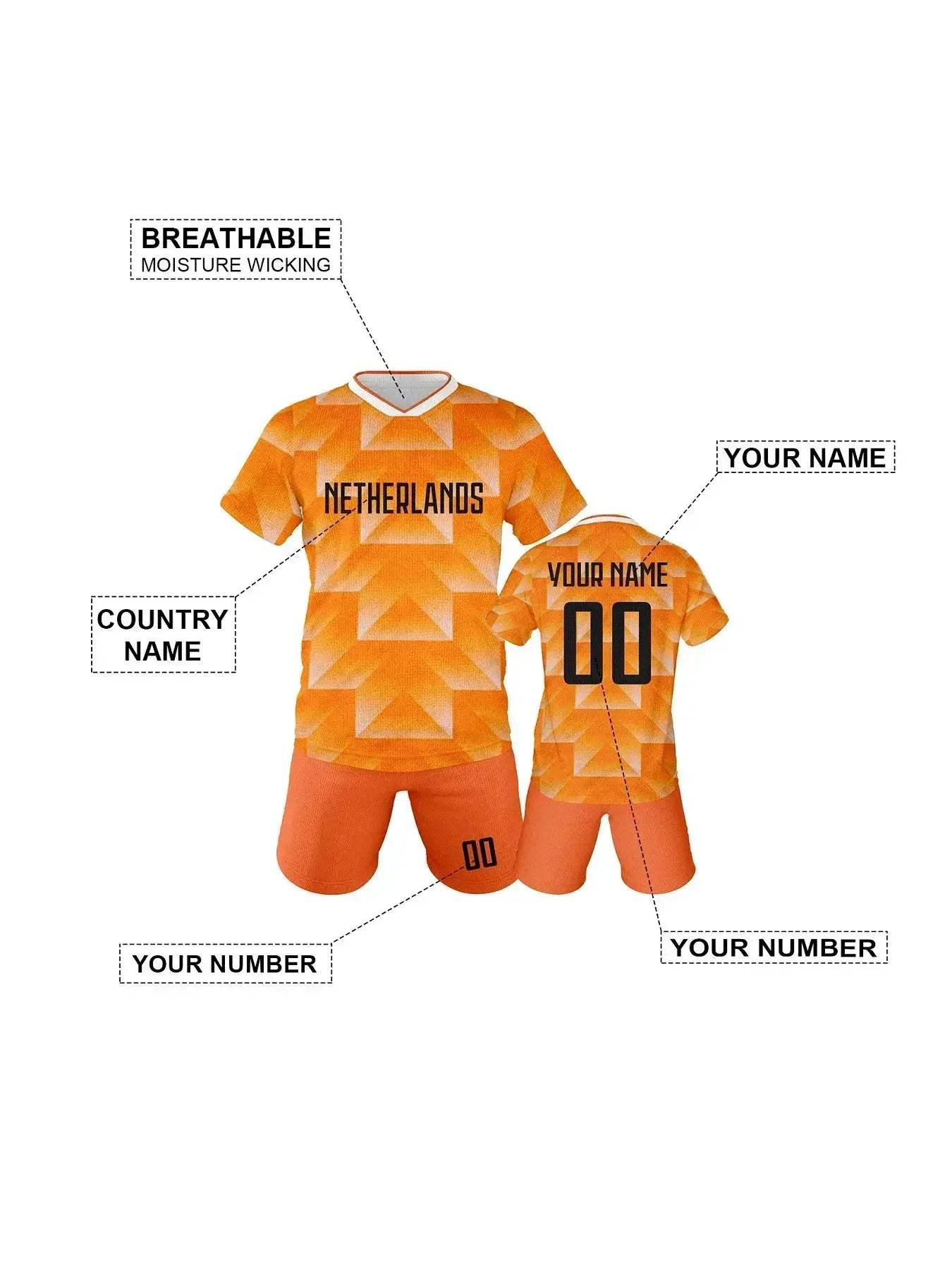 Custom Netherlands Kids Soccer Jersey Breathable And Quick Dry - Image 3