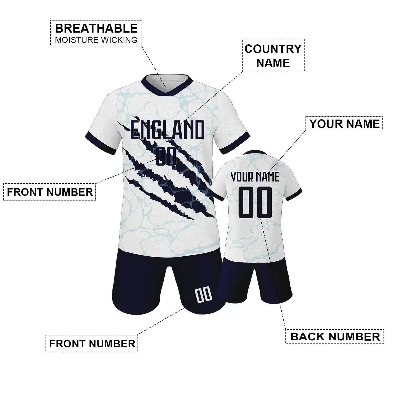 Custom Youth Soccer Jersey Set With Name And Number, Unisex Knit Kit For Ages 3-14 - Image 5