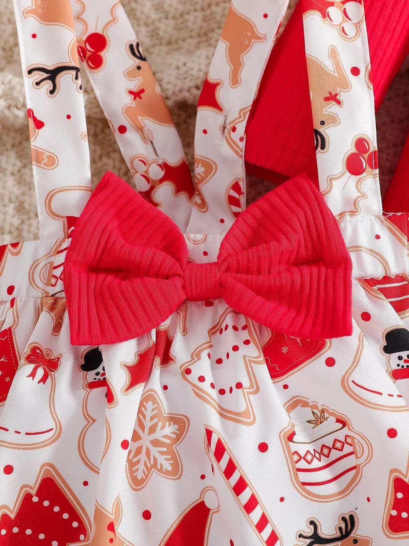Cute Baby Girl Christmas Jumpsuit Set With Ruffles And Accessories - Image 5