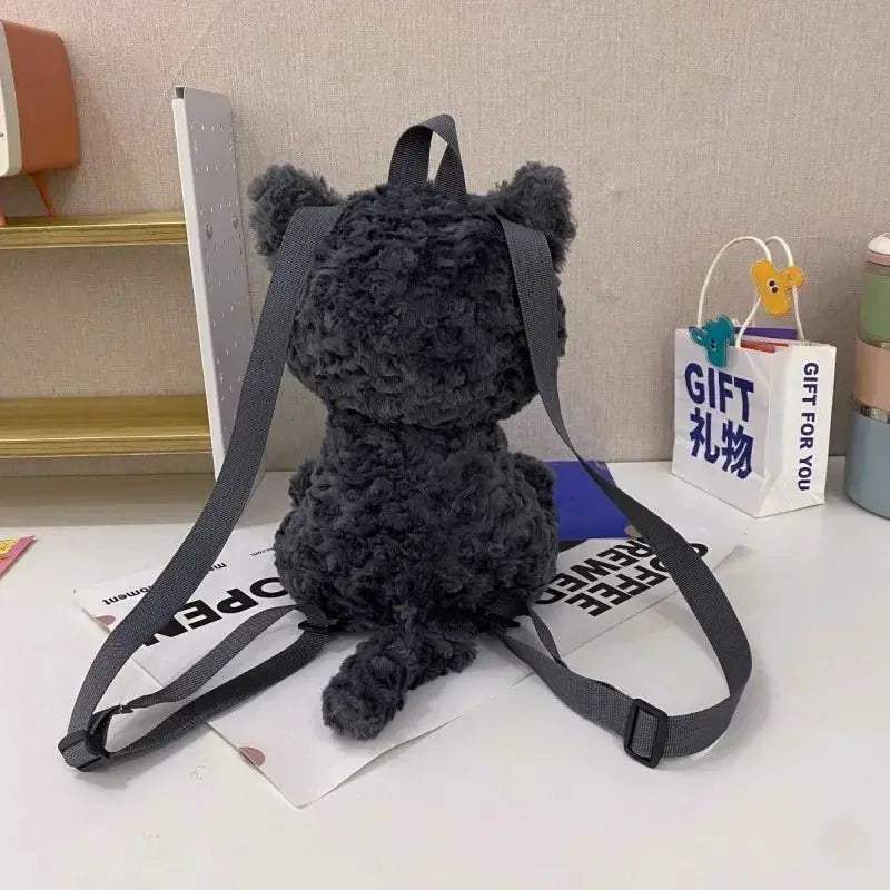 Kawaii Cat Plush Backpack With Cute Black Kitty Design - Image 4