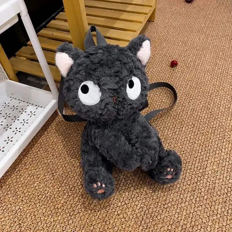 Kawaii Cat Plush Backpack With Cute Black Kitty Design - Image 5