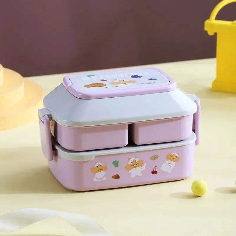 Cute Portable Lunch Box, Double-Layer Microwave-Safe Bento Box for Kids - Image 8