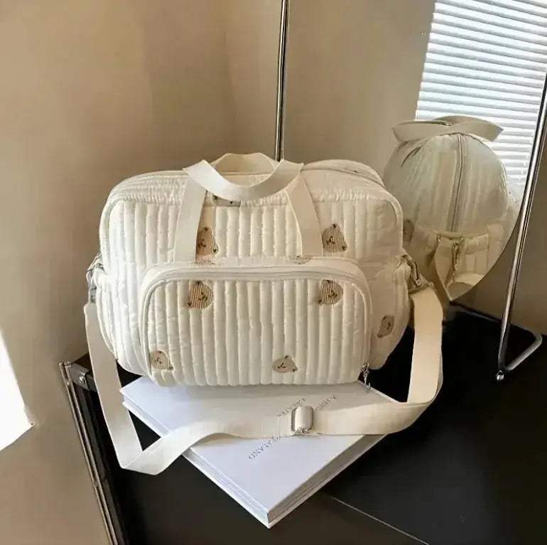 DDAXMM Diaper Bag Large Capacity Teddy Bear Embroidery For Moms On The Go - Image 2