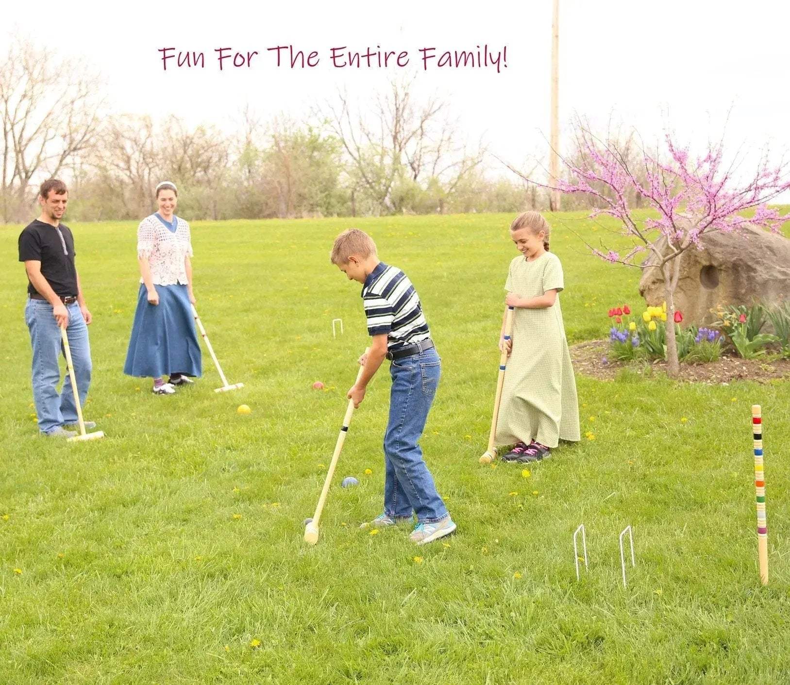 Deluxe 8-Player Croquet Game Set, Wooden Holder or Duffel Carry Bag - Image 2