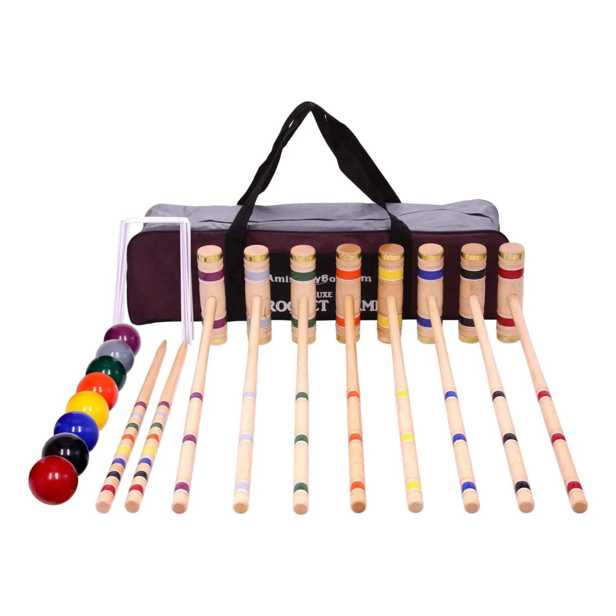 Deluxe 8-Player Croquet Game Set, Wooden Holder or Duffel Carry Bag - Image 22