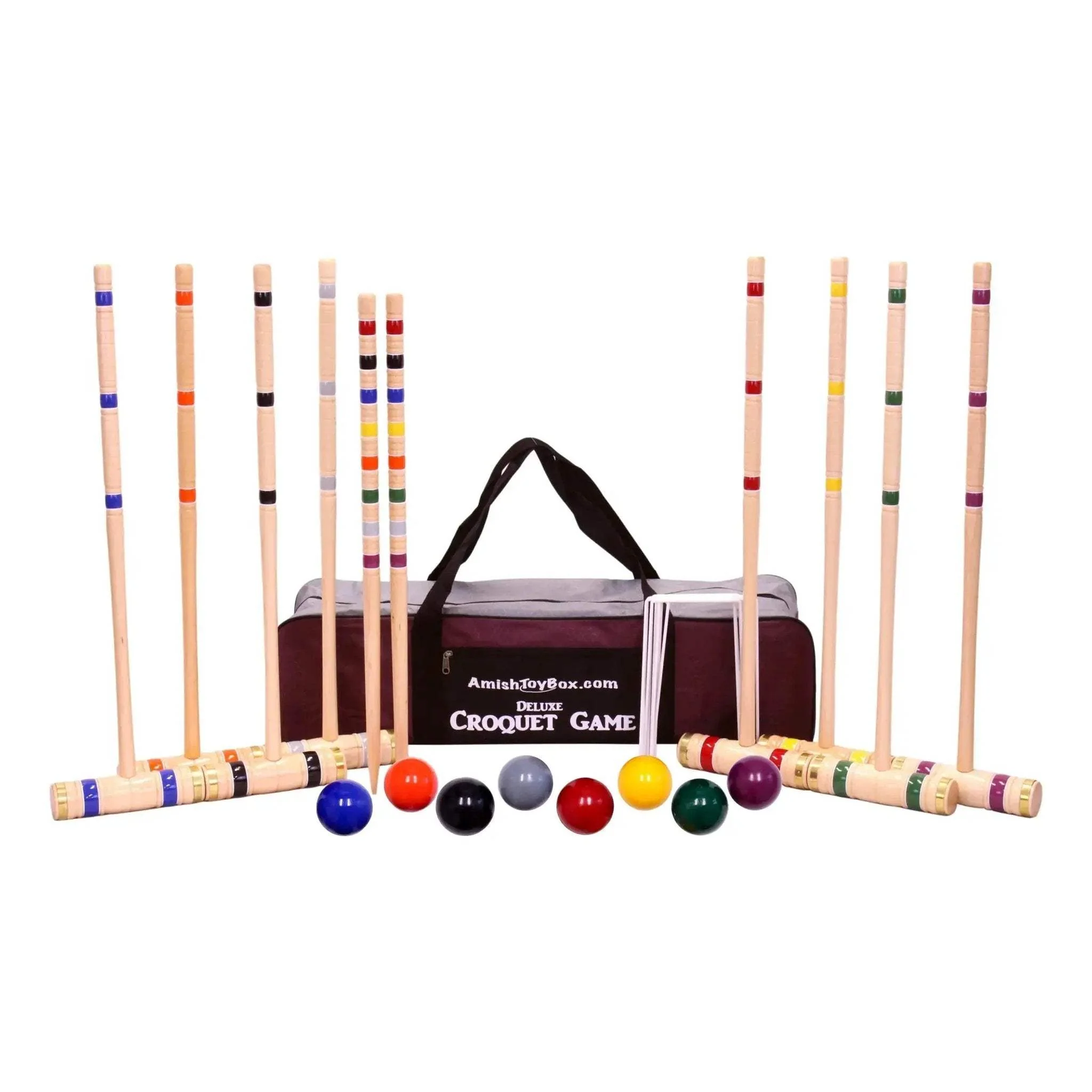 Deluxe 8-Player Croquet Game Set, Wooden Holder or Duffel Carry Bag - Image 24