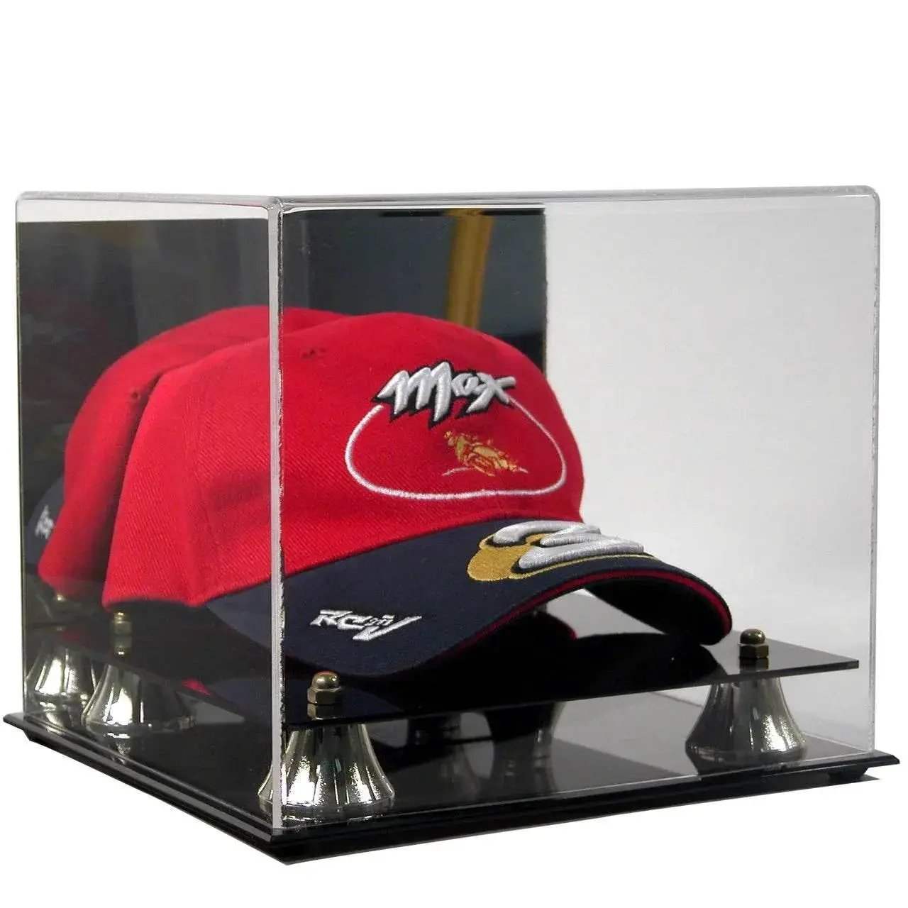 Deluxe Acrylic Baseball Cap Display Case Mirror Back