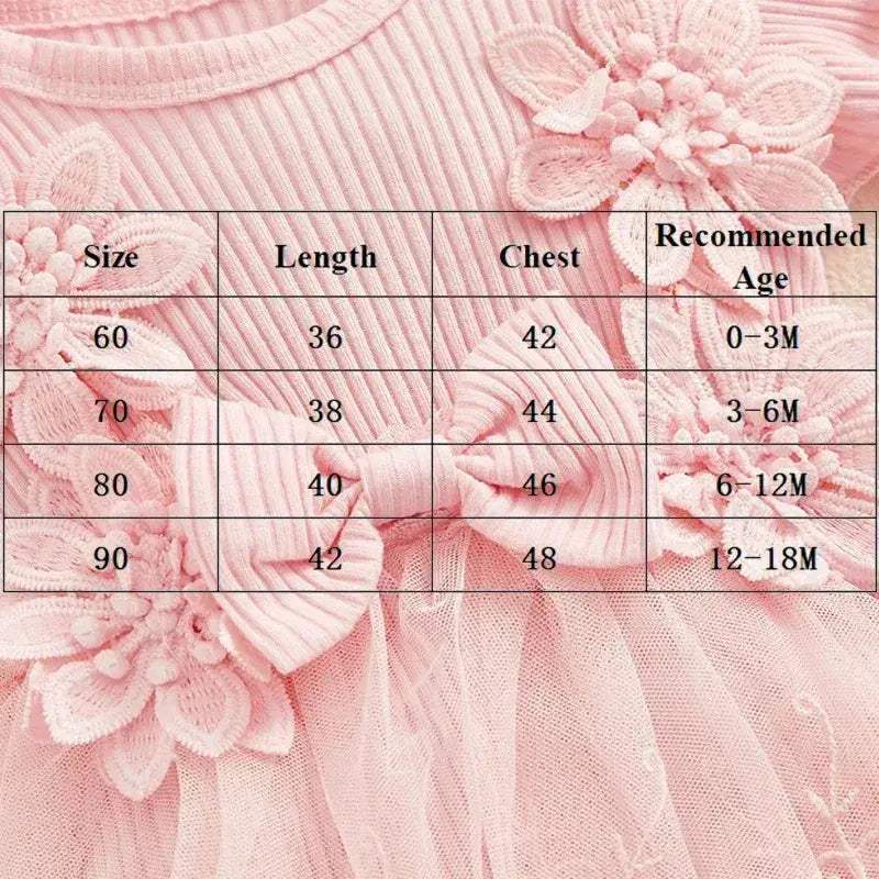 Deluxe Baby Girls Romper 3D Flower Mesh Lace Patchwork Ruffles For Newborns - Image 6