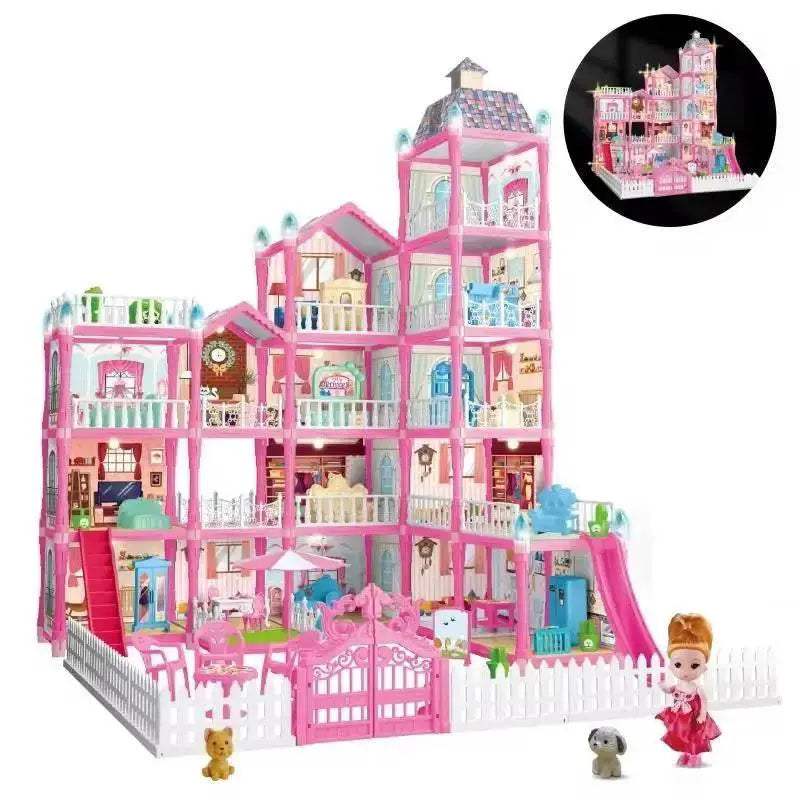 Deluxe Doll House With Lighted Furniture For Little Girls