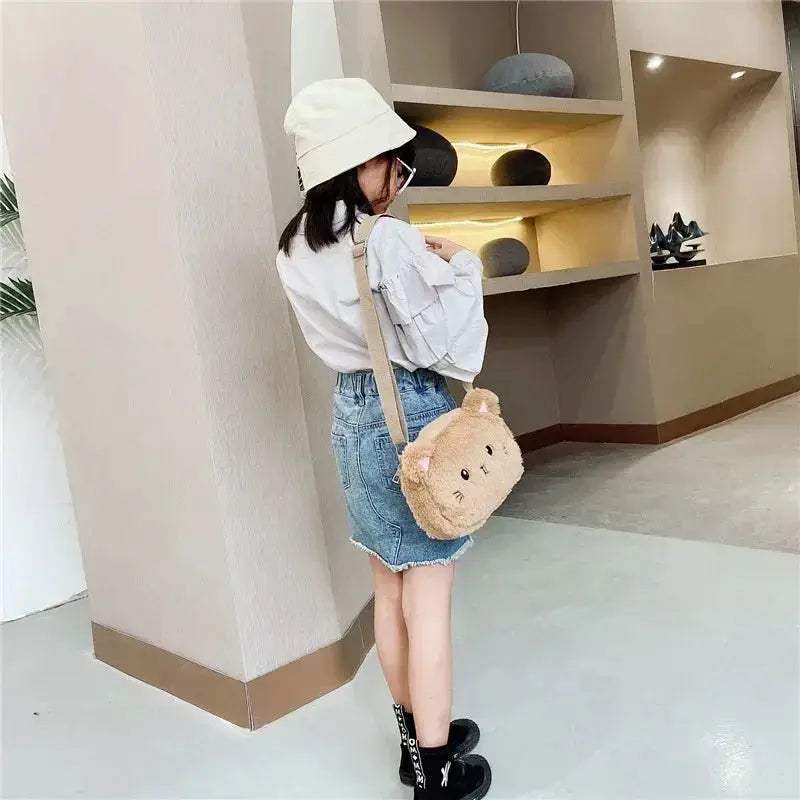 Deluxe Kids Messenger Bag Kawaii Cartoon Cat Plush Design With High Capacity For Girls Outdoor Adventures - Image 3
