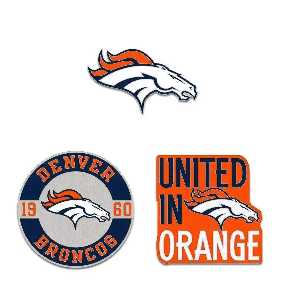 Denver Broncos Enamel Pin Set 3 Piece Team Logo Est Year