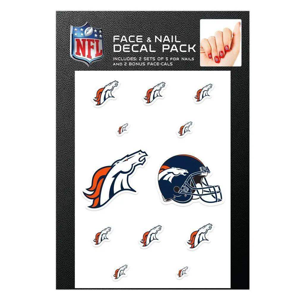 Denver Broncos Nail Cals and Face Cals Waterless Decals